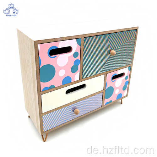 Holz-Desktop-Organizer-Box mit Schubladen